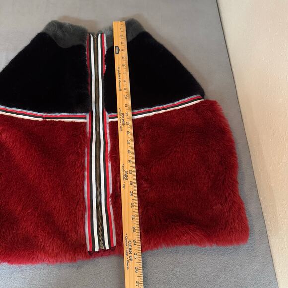 OF Handmade Alpaca Wool Blend Drop Shoulder Vest S Red Black Artsy Sustainable - Picture 15 of 15